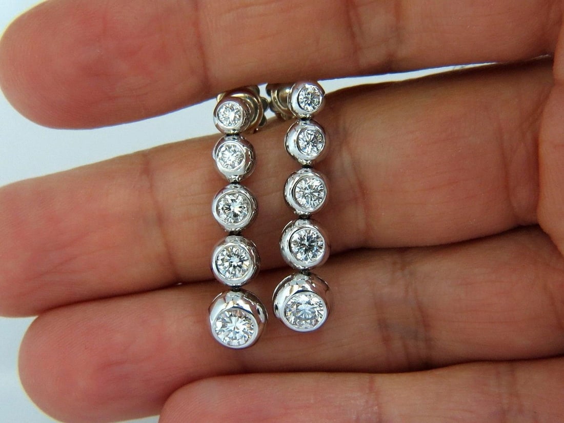2.04ct Five Tier Diamond Dangle Earrings 14kt Gold G/VS Ref 12311** - 3