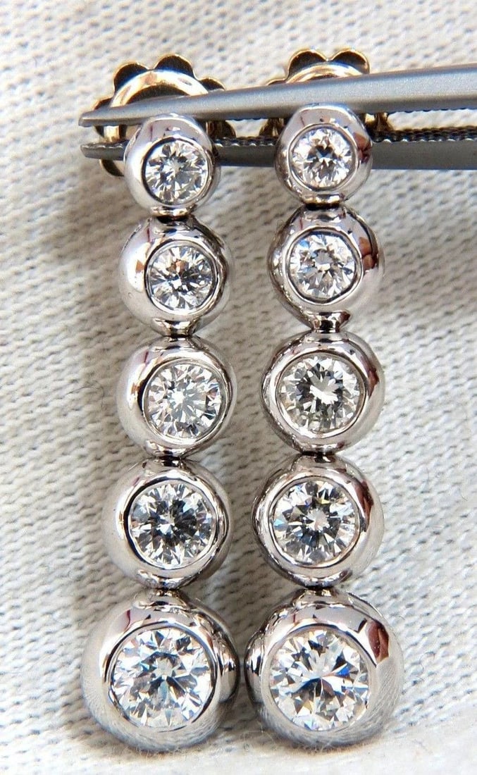 2.04ct Five Tier Diamond Dangle Earrings 14kt Gold G/VS Ref 12311** - 4