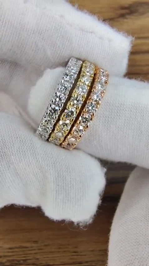 2.04ct Natural Diamonds Stacking Bands 14kt Gold Ref 12314 *v - 3