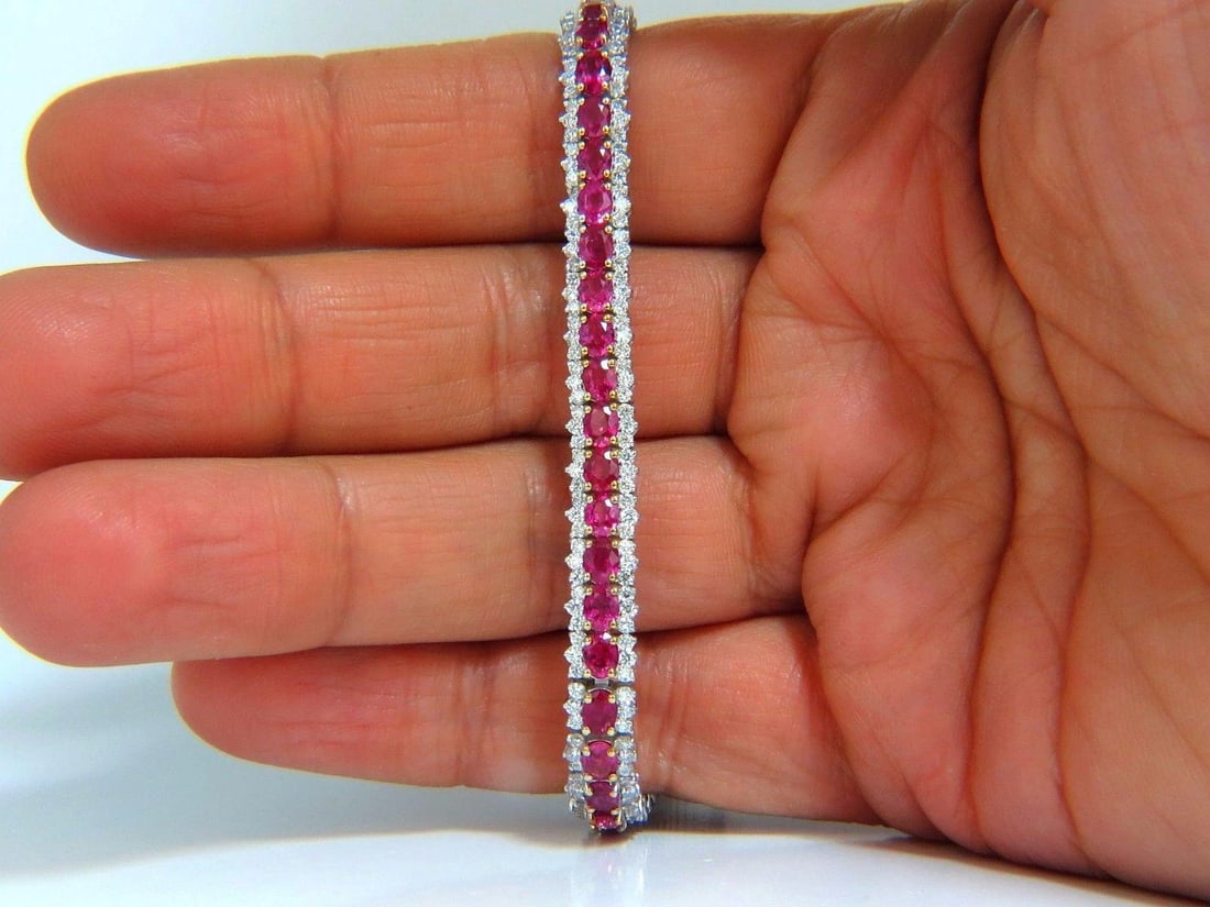 13.81ct bright vivid red natural ruby tennis bracelet 14kt three row *v - 5