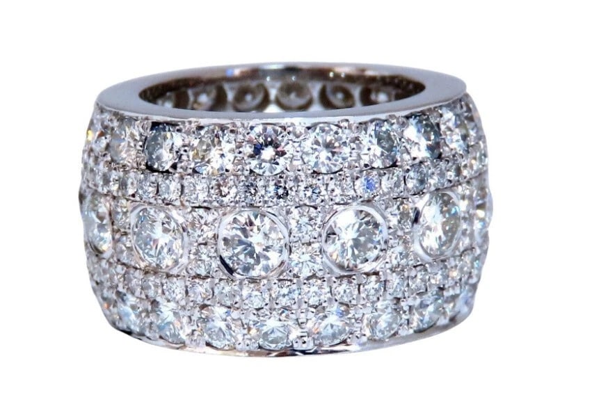 6.54ct Natural Round Diamonds Eternity Ring Domed 14kt gold *v - 4