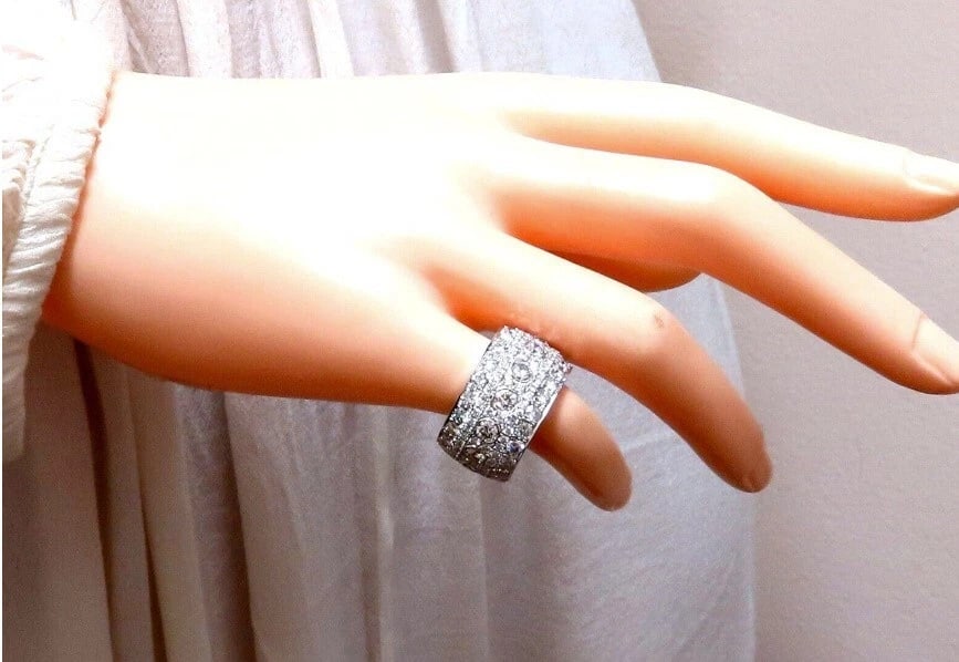 6.54ct Natural Round Diamonds Eternity Ring Domed 14kt gold *v - 5