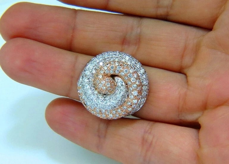 4.00ct. Huge Dome 18 Karat 3D Swirl Natural Diamonds Ring G/VS Cocktail Prime *v - 6