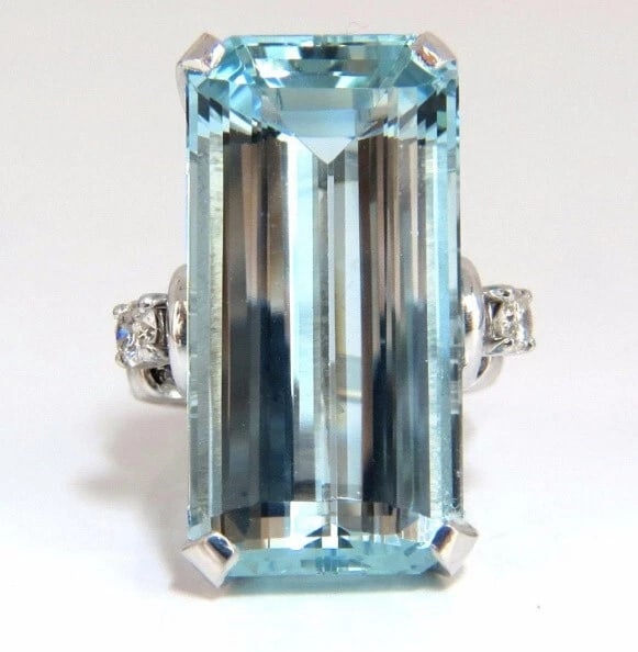 GIA Certified 19.67 Carat Natural "Blue" Aquamarine Diamonds Ring Vivid Cut *v - 5