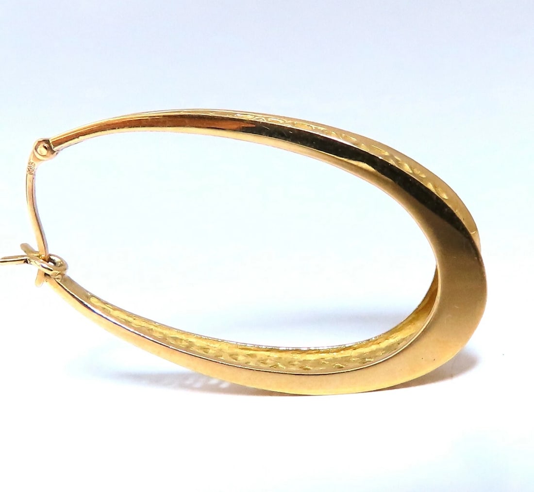 Elongated Mesh Lever Clip Hoop Earrings 18kt gold** - 5