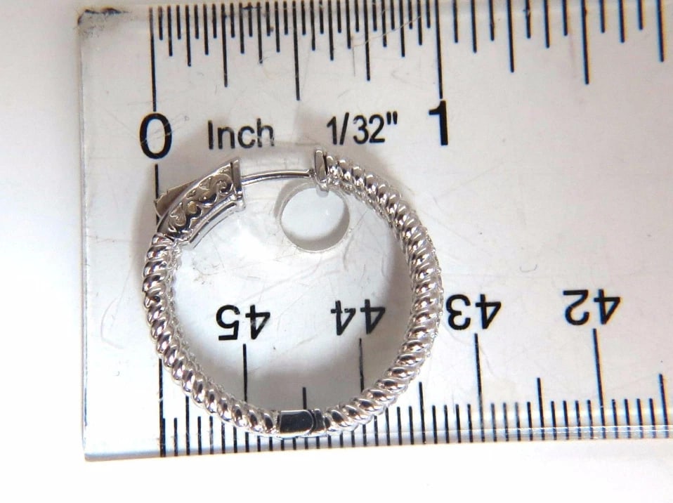 1.00ct natural diamond hoop earrings 14kt g/vs Barley Rope Twist 3D & Button** - 5