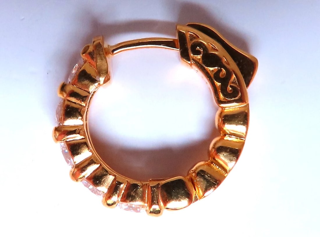 1.50ct Natural Round Diamond mini hoop earrings 14kt yellow gold Dime** - 3