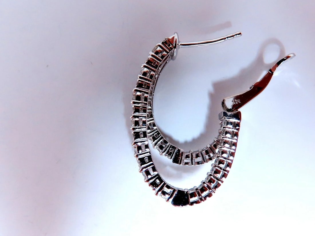 2.34ct Natural Double Hoop Diamond Earrings 14kt** - 5