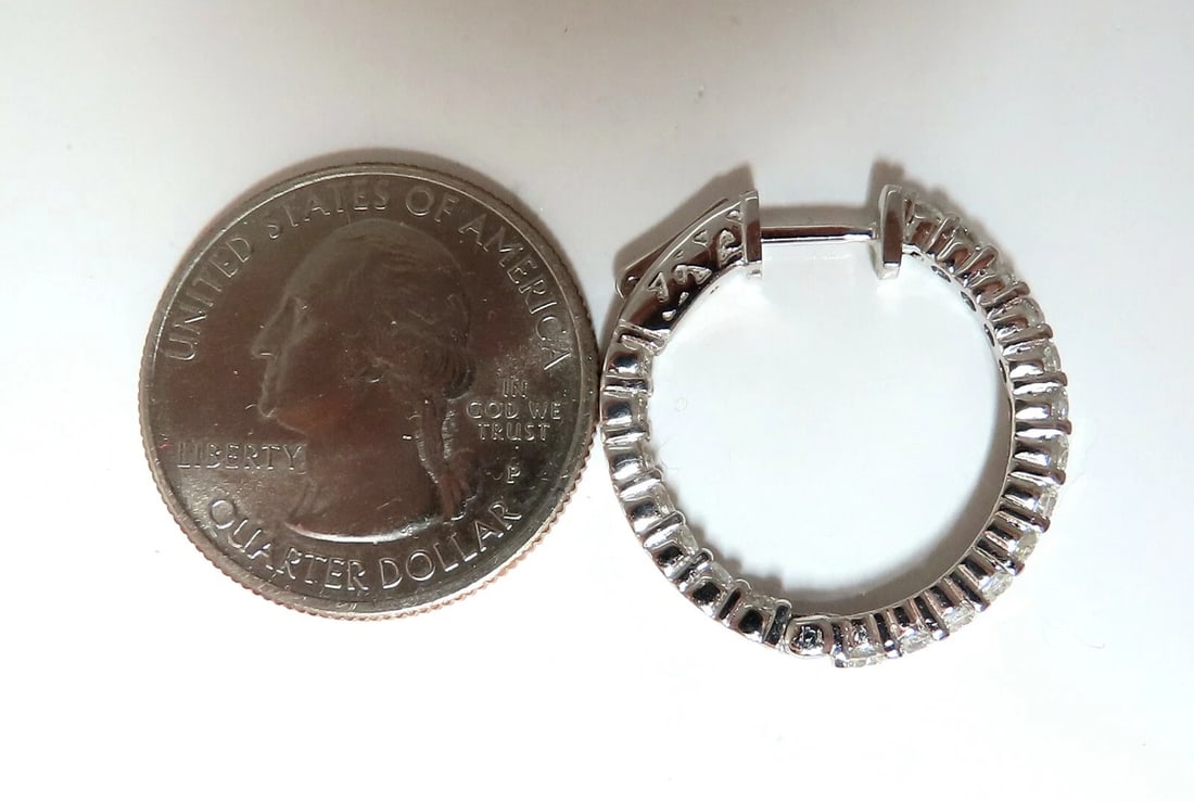2.34ct natural round diamonds inside out hoop earrings button 14 karat ** - 5