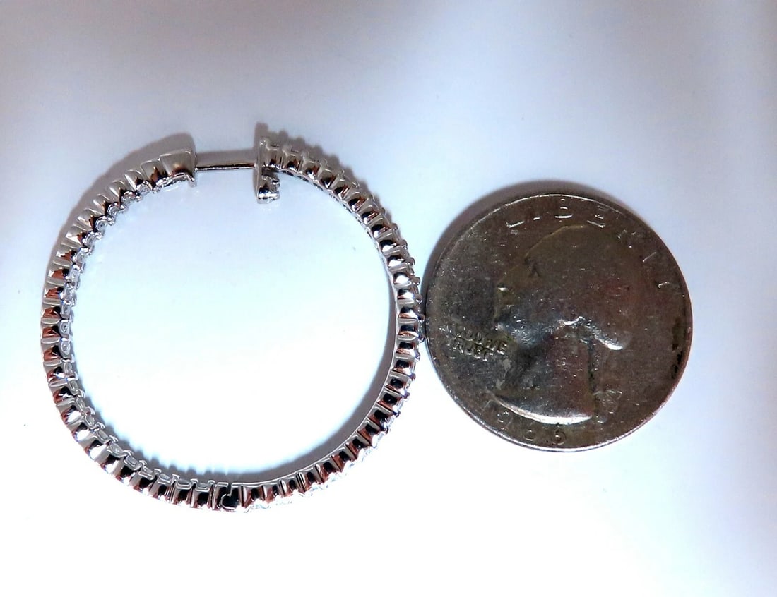 1.50ct Natural Diamond Hoop Earrings 14kt White Gold 1.35 inch** - 5
