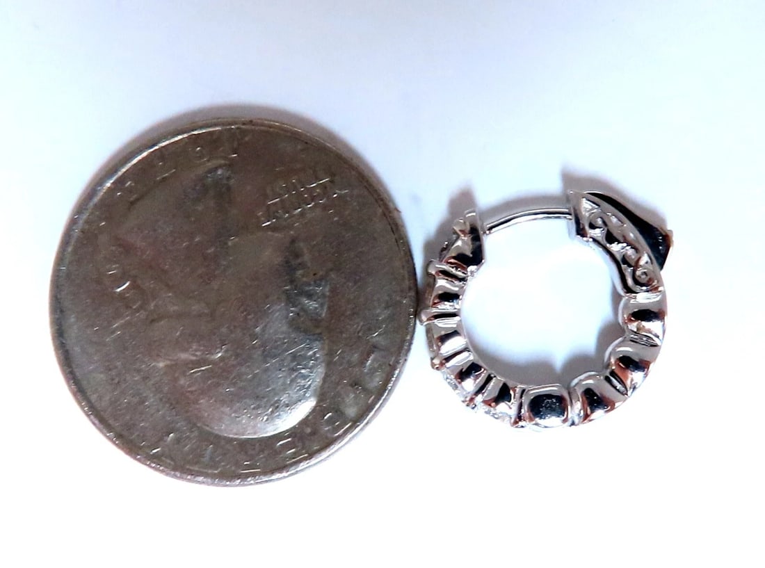 .83ct Natural Round Diamond hoop earrings 14kt 15mm single share prong** - 6