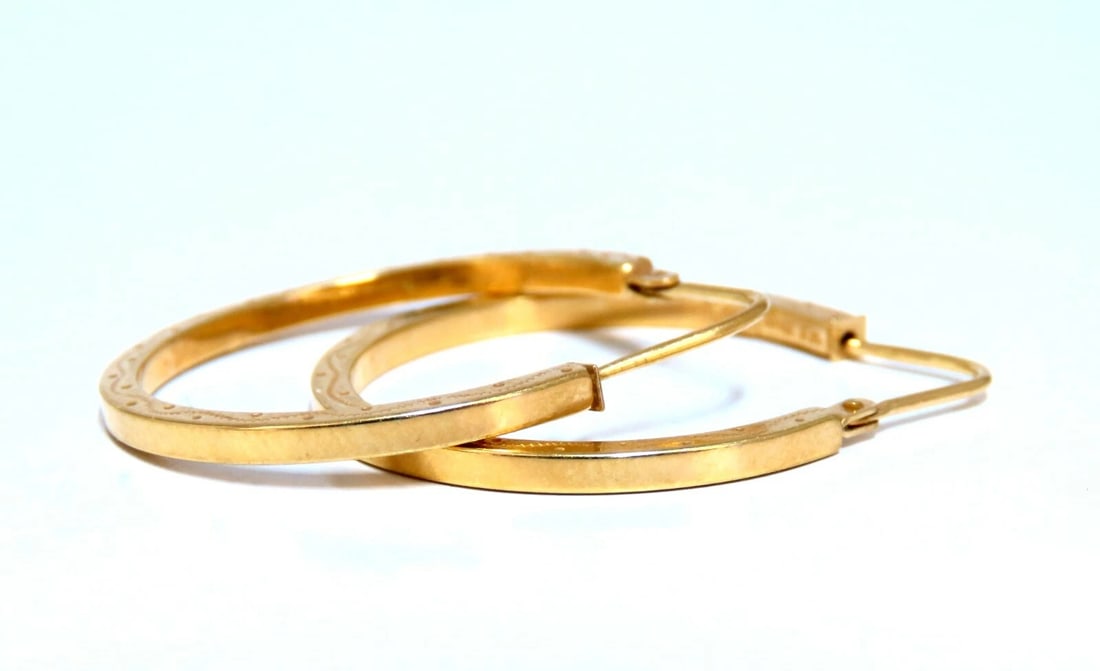 14Kt Gold Tubular Hoop Earrings Classic 26mm diameter** - 2