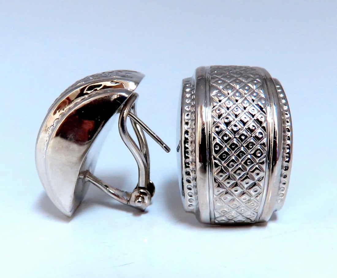 14kt Gold Cross Hatch Textured Clip Earrings** - 4
