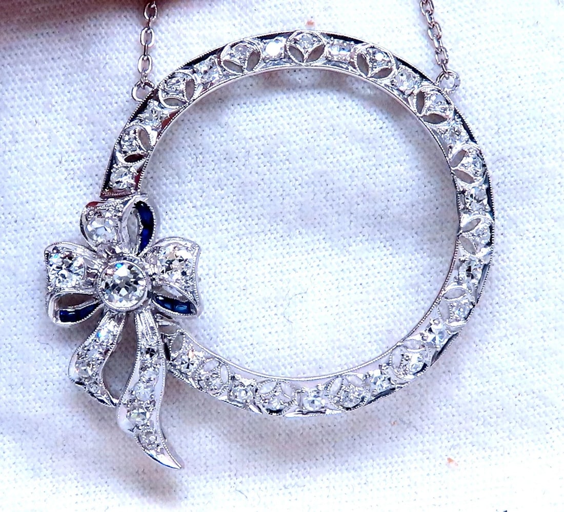 1ct Open Circle Natural diamonds necklace 14 karat Gold Vintage Revisit ** - 4