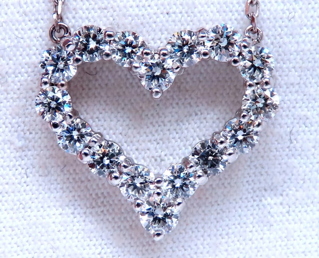 1.75ct Open Heart Natural diamonds necklace 14 karat G/VS**: Title: 1.75ct Open Heart Natural diamonds necklace 14 karat G/VS** Description: Loves & Sparkles. 1.75ct. Natural diamonds heart necklace. Rounds, hand selected from finest parcels. Full cut and