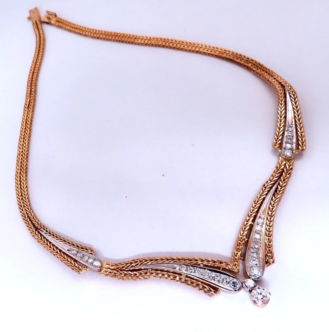 1.55ct Natural Diamonds Classic Vintage Grandma Necklace 14kt Gold** - 4