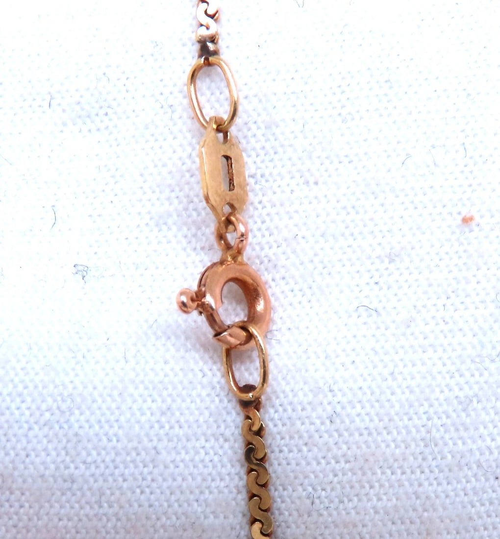 13mm Vintage Floral Gold Bean Necklace 14kt ** - 3