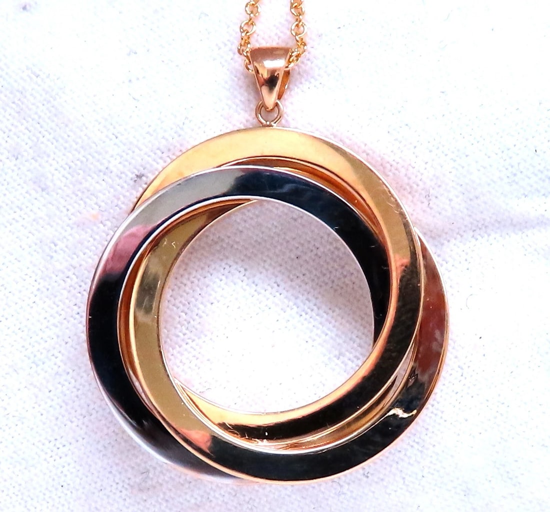 Three Circles Pendant Necklace 14kt Gold 27mm ** - 3