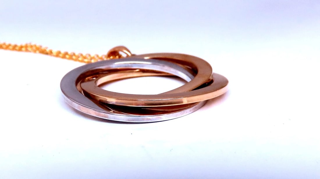 Three Circles Pendant Necklace 14kt Gold 27mm ** - 7