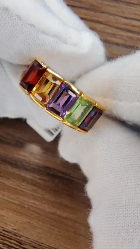 Natural amethyst topaz peridot garnet citrine mother's ring 14kt *v - 3