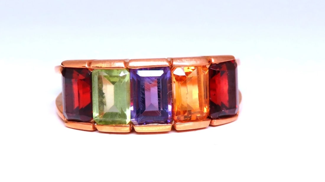 Natural amethyst topaz peridot garnet citrine mother's ring 14kt *v - 4