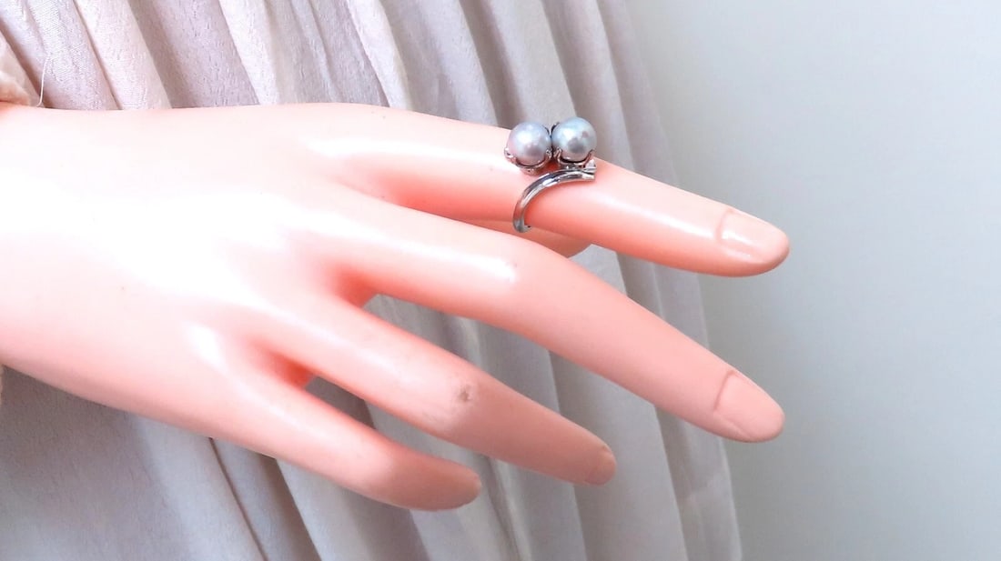 6mm Natural Gray Cultured Pearl Ring 14kt *v - 7
