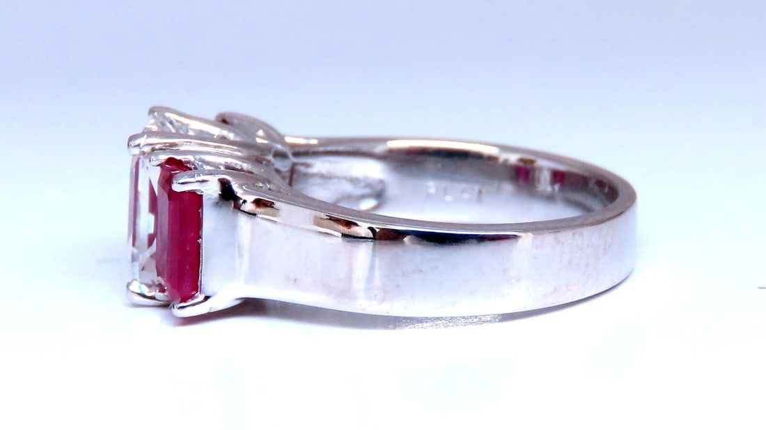 White Natural Sapphire & Ruby Ring Platinum *v - 5
