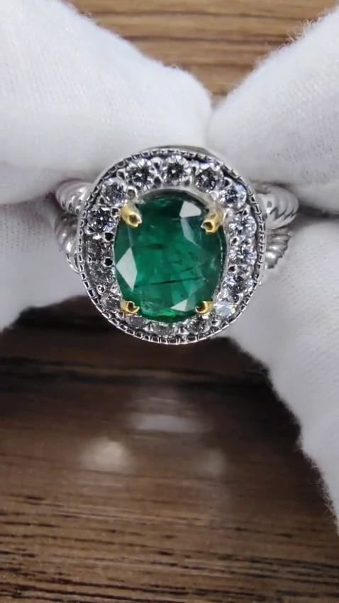 Emerald Diamonds Ring 14kt 2.69ct Natural Oval Brilliant *v - 3