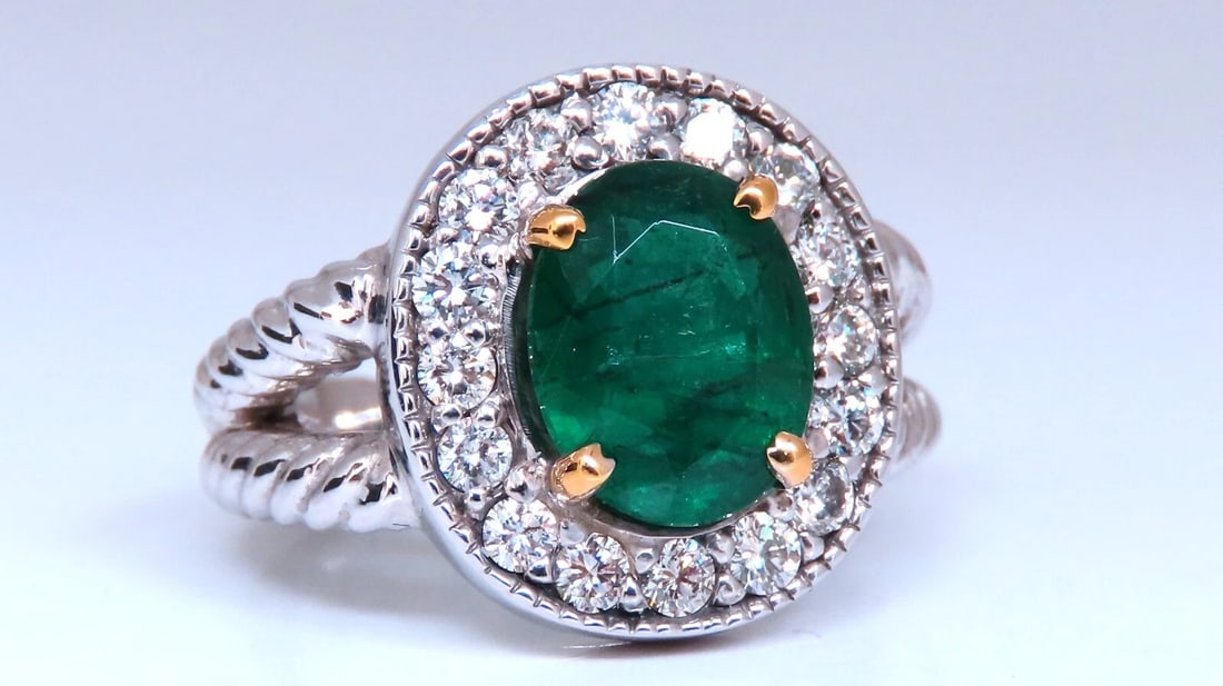 Emerald Diamonds Ring 14kt 2.69ct Natural Oval Brilliant *v - 4