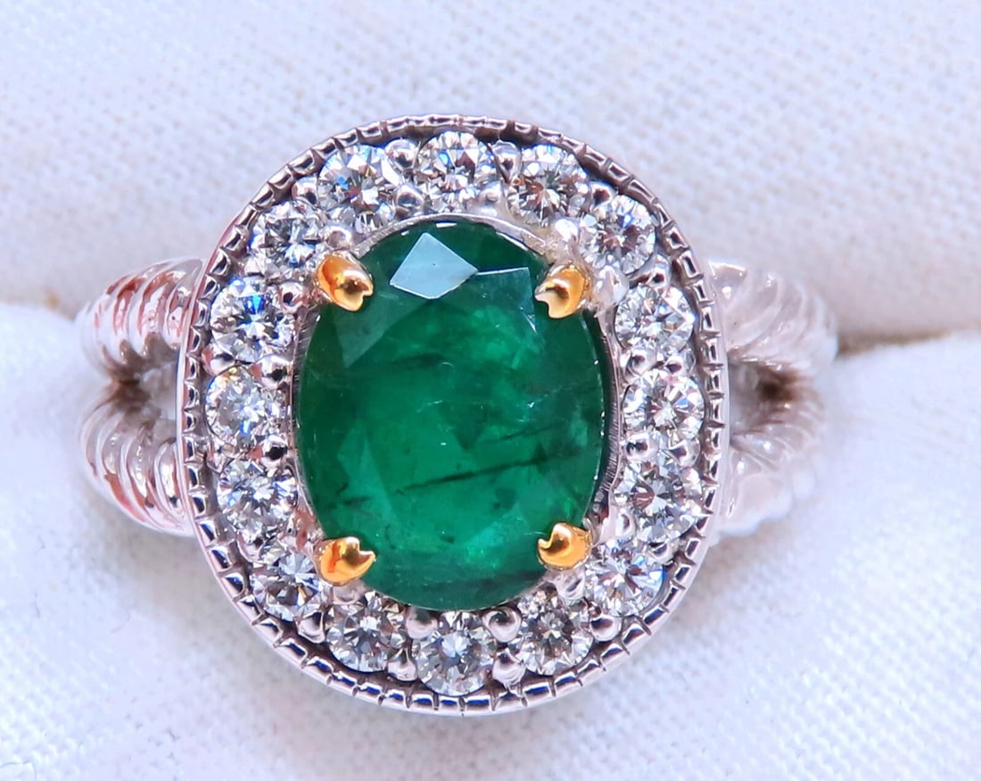 Emerald Diamonds Ring 14kt 2.69ct Natural Oval Brilliant *v - 6