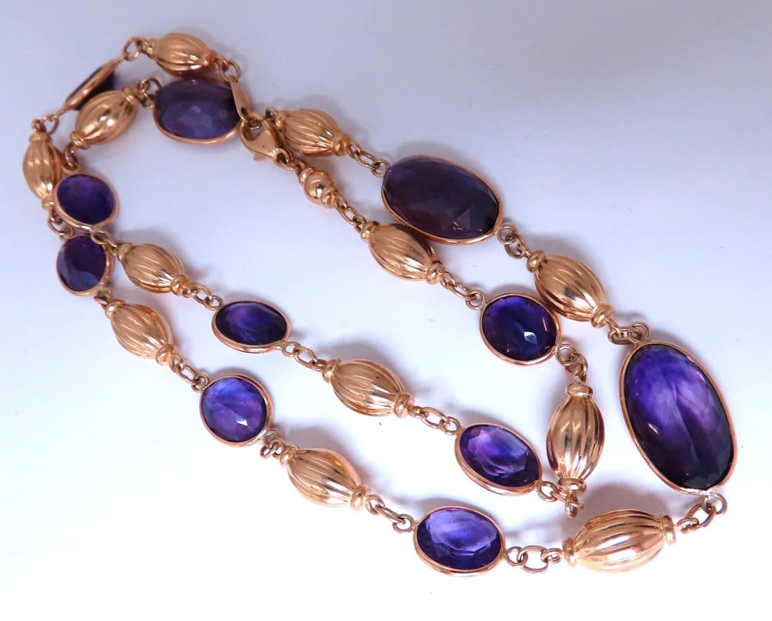 50ct natural purple amethyst necklace 14kt Gold yard** - 4