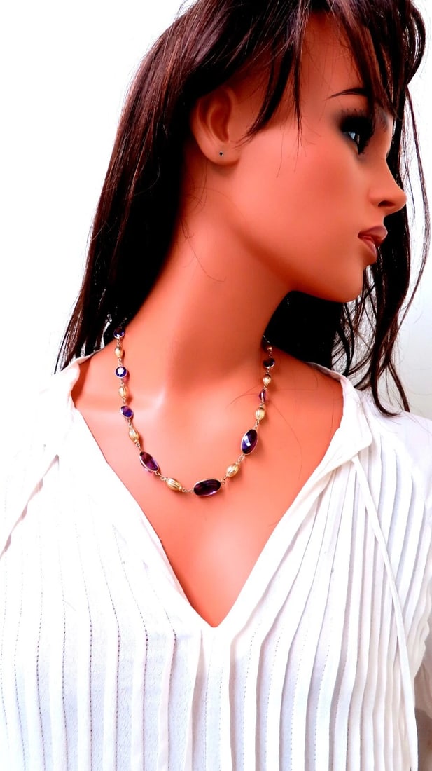 50ct natural purple amethyst necklace 14kt Gold yard** - 5