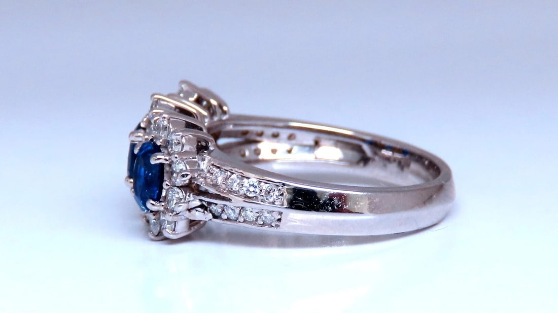 1.25ct Natural Sapphires Diamonds Ring 14kt Gold Three stone style *v - 5