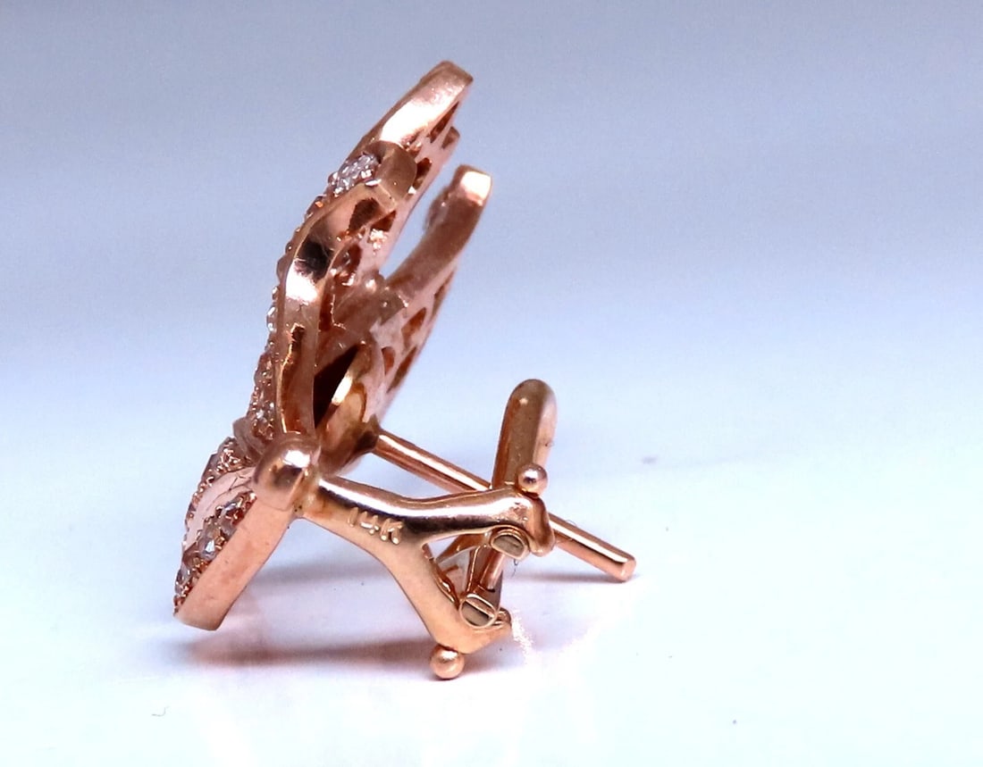 2.30ct Natural Diamonds Handmade Floral Form Earrings 14kt Clip Vintage** - 3