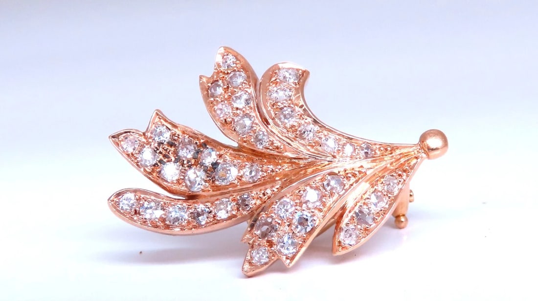 2.30ct Natural Diamonds Handmade Floral Form Earrings 14kt Clip Vintage** - 5