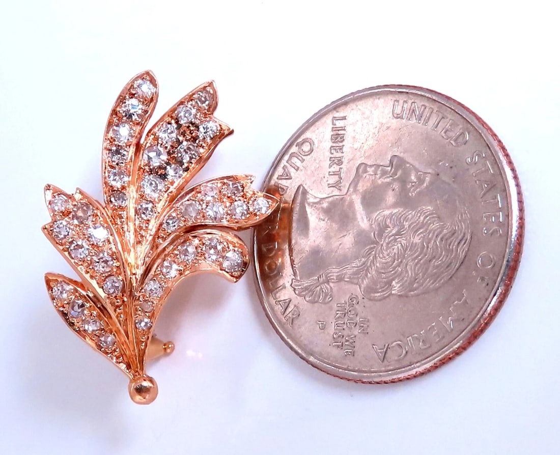 2.30ct Natural Diamonds Handmade Floral Form Earrings 14kt Clip Vintage** - 6