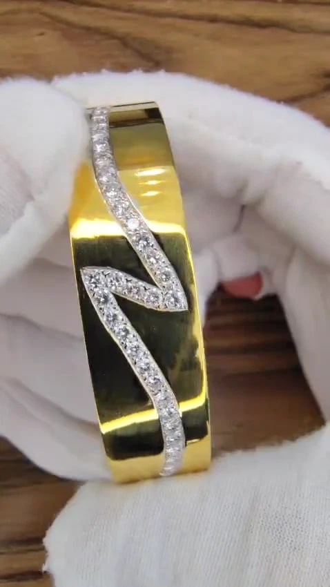 Natural Diamonds Lightning Initial N Z Bangle Bracelet 14kt *v - 3