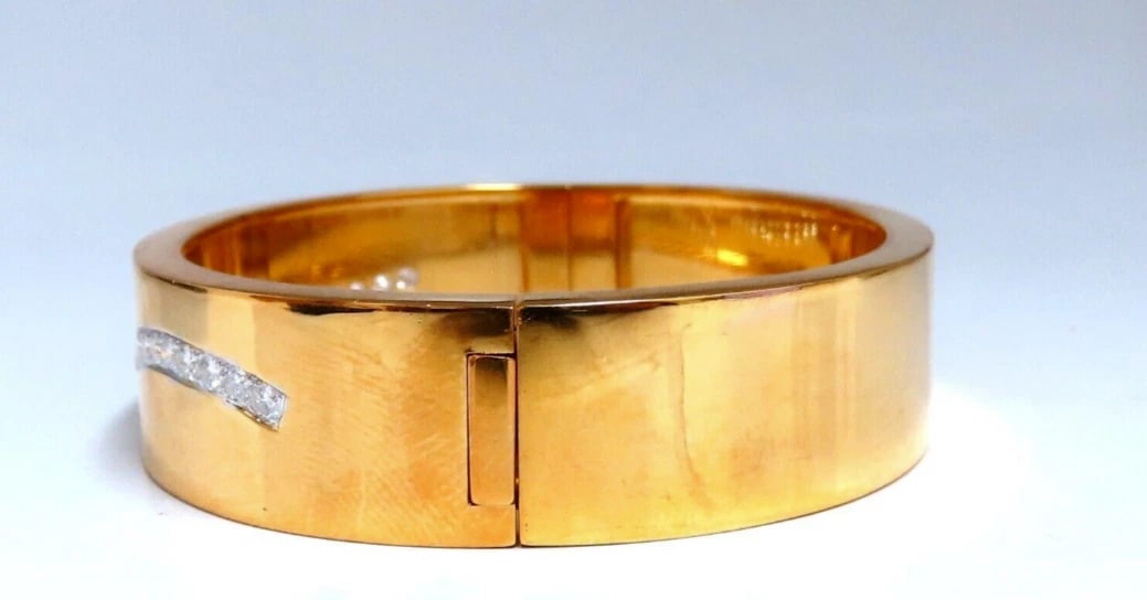 Natural Diamonds Lightning Initial N Z Bangle Bracelet 14kt *v - 5