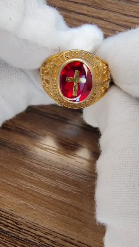 Lincoln College Mens Ring 10kt Cross Inlay *v - 3