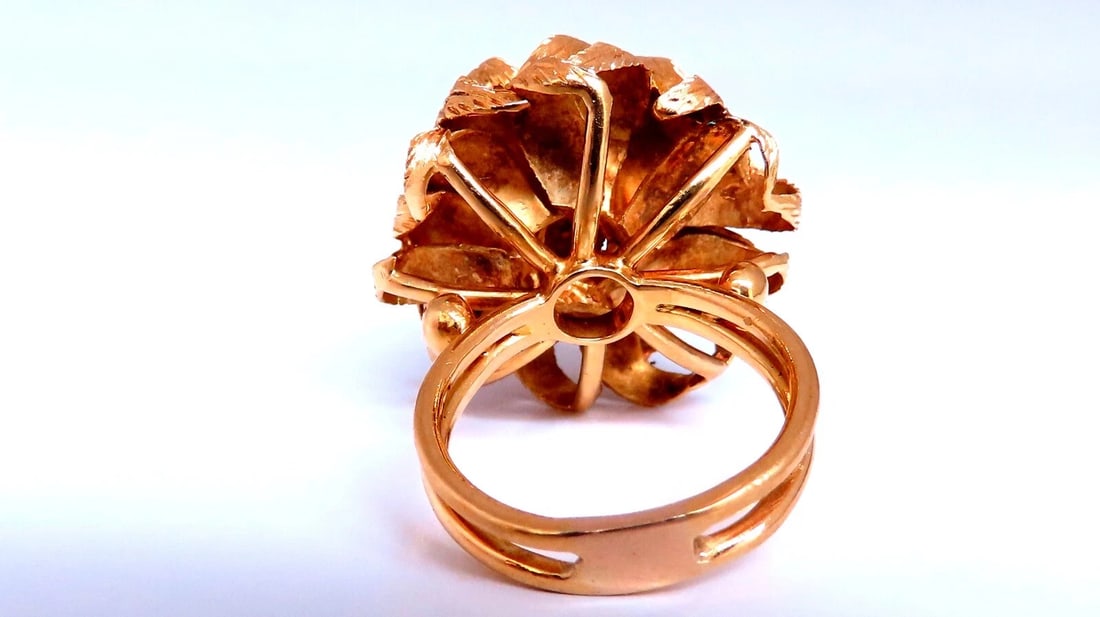 Vintage Florentine 25mm Cocktail 18kt Gold Ring Size 7.25 *v - 5