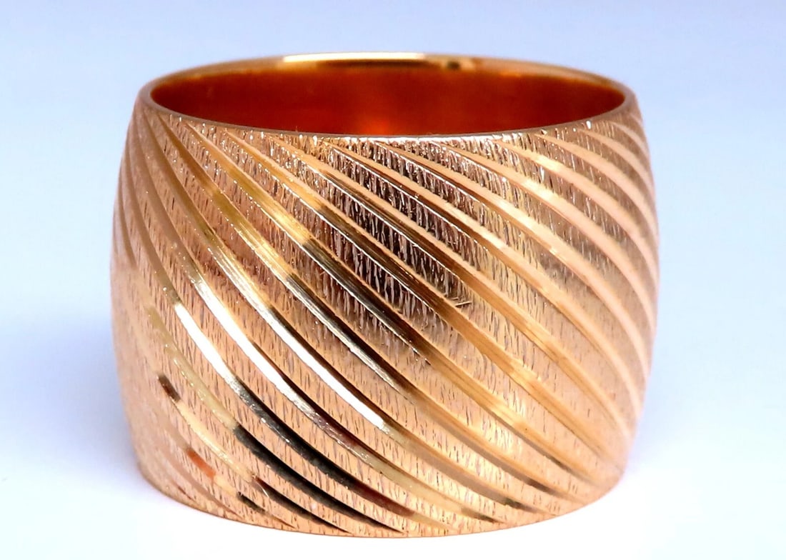 Wide Solid 16mm Band 14kt Gold Ring 9.5 *v - 4
