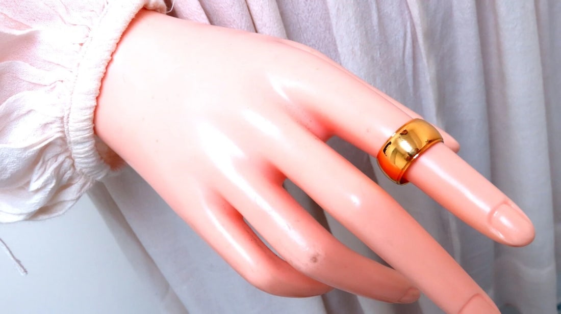Wide Solid 9.5mm Band 14kt Gold Ring 6 LS *v - 5