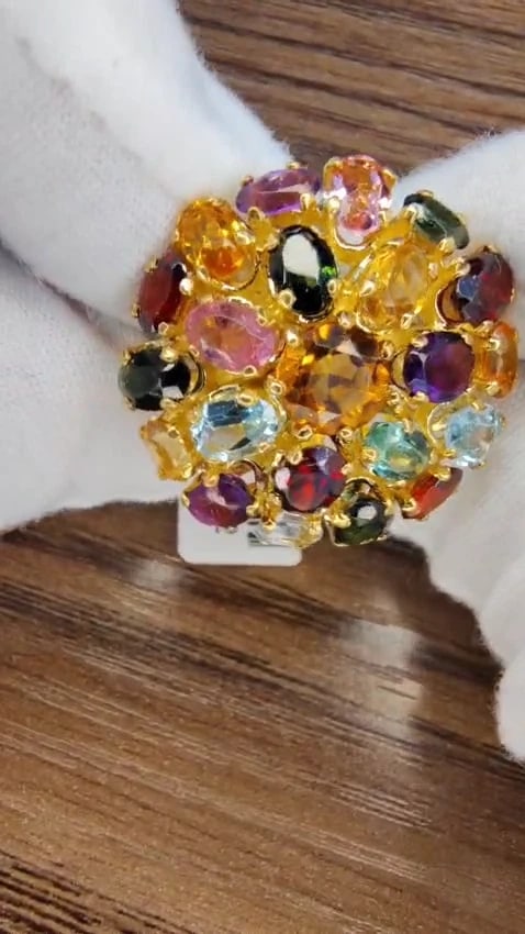 6ct Natural Multicolor Gems Ring 14kt gold *v - 3