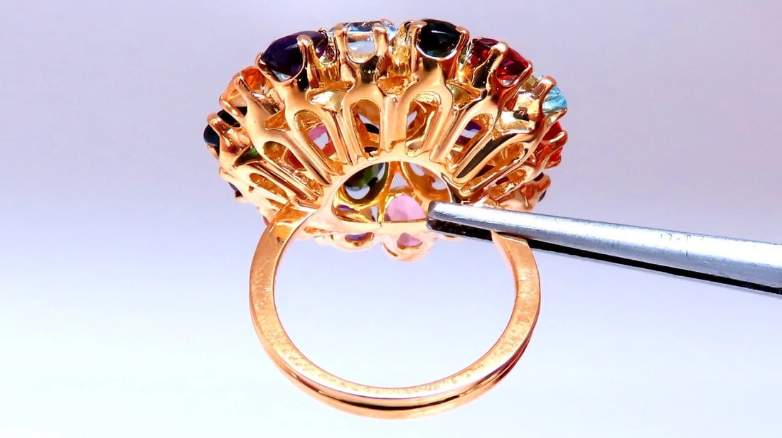 6ct Natural Multicolor Gems Ring 14kt gold *v - 5