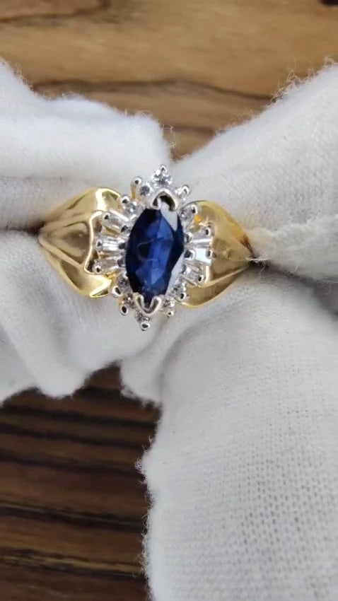 Sapphire Diamonds Standard Cathedral Ring 14kt *v - 3