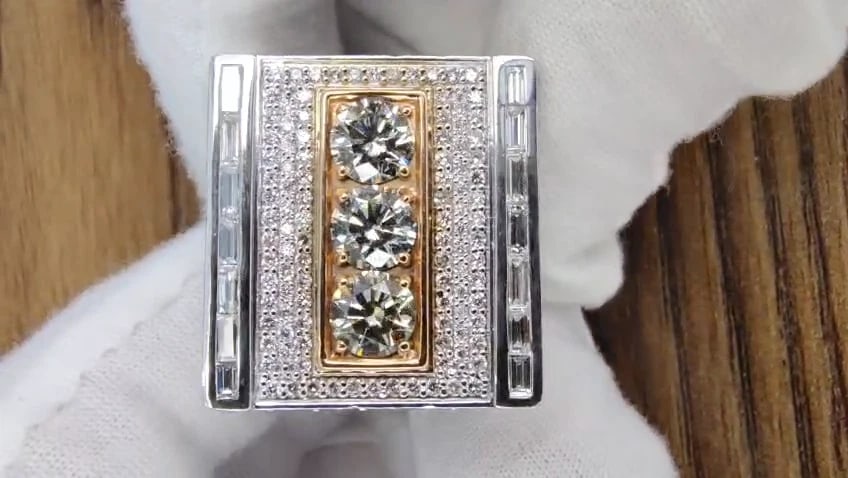 Natural Light Fancy Yellow Green Diamonds Mens Ring 18 Karat Big Tall Grande *v - 3