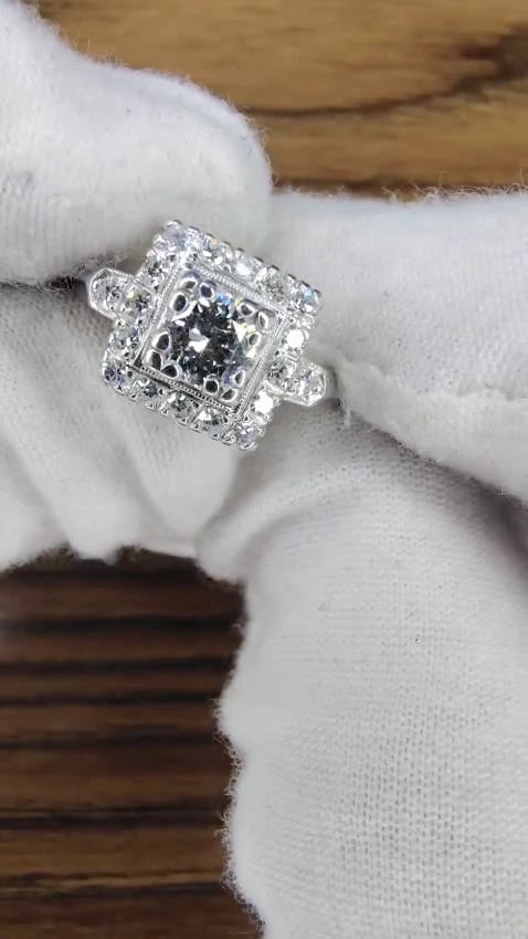 Platinum Natural Diamond Ring .40ct Vintage*v - 3