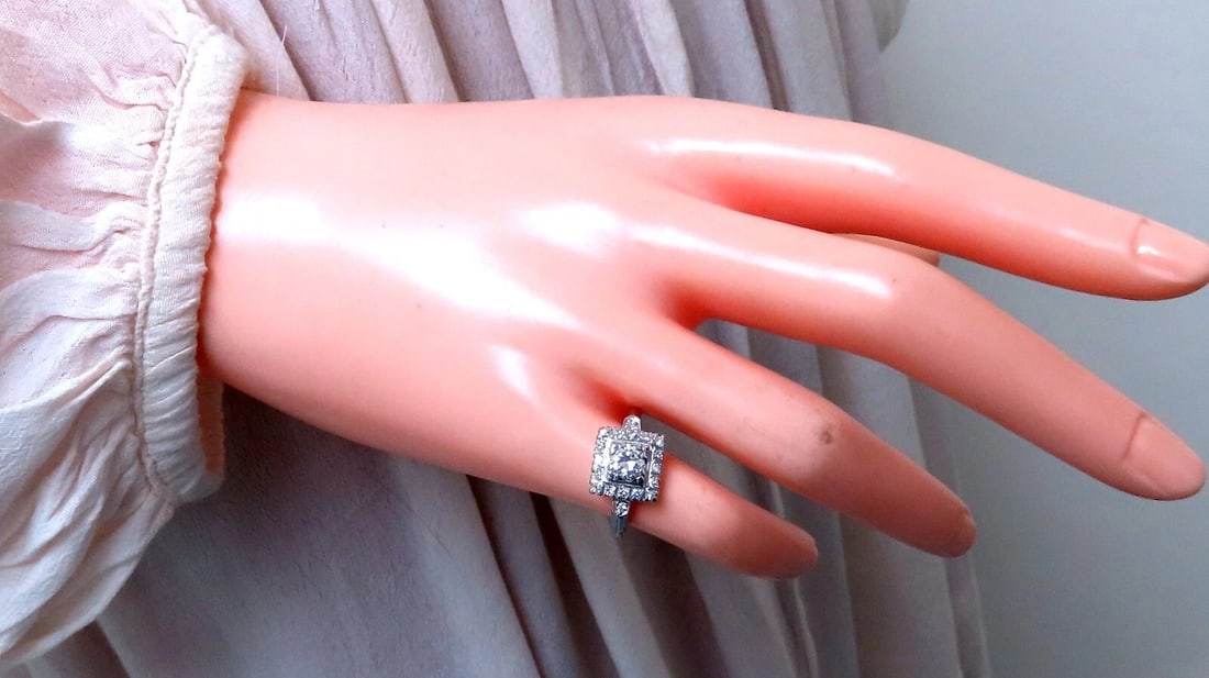 Platinum Natural Diamond Ring .40ct Vintage*v - 6