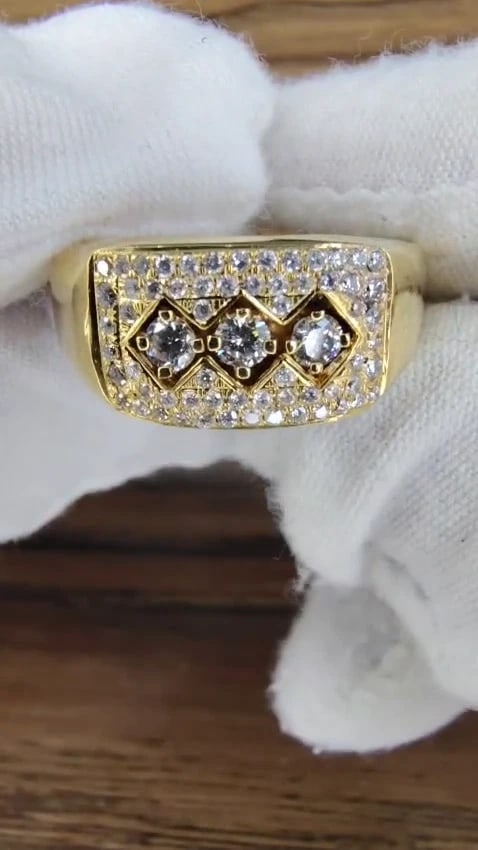 .60ct Natural round diamond mens ring 14kt gold pinky *v - 3