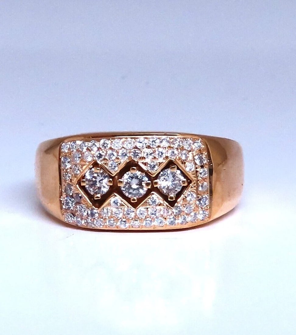 .60ct Natural round diamond mens ring 14kt gold pinky *v - 4